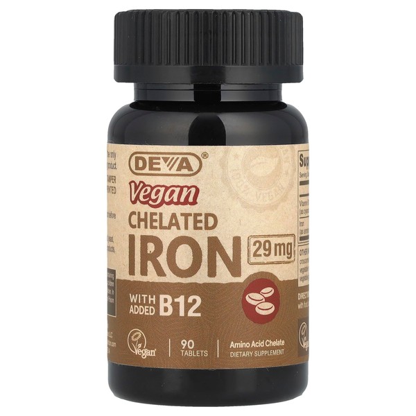 DEVA Vegan Chelated IRON 29 mg with added B-12 --