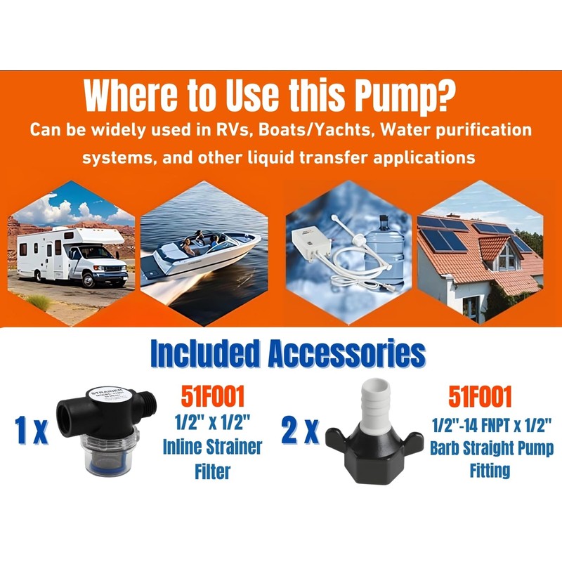 24V SEAFLO 42-Series Water Pressure Diaphragm Pump w/Variable Flow For