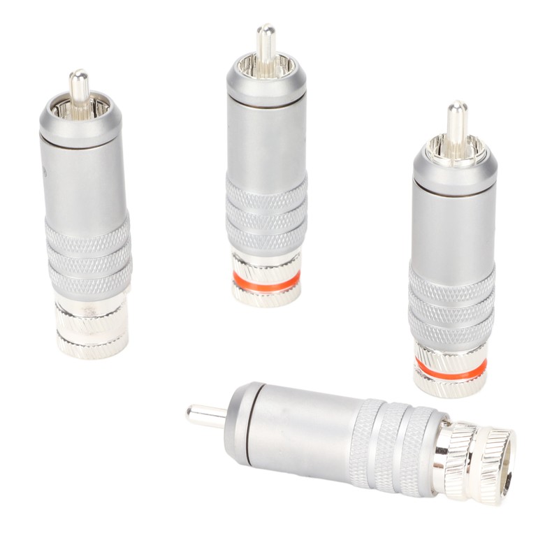 4pcs RCA Plug Silver Plated HIFI Solder RCA Connector Accommodates