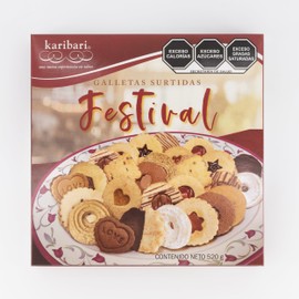 Karibari Surtido Festival, Paquete de Galletas Surtidas de 520g, Tartaletas, Bocados, Florecitas, Roscas, Perfectas para Acompañar tu Café