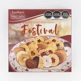Karibari Surtido Festival, Paquete de Galletas Surtidas de 520g, Tartaletas, Bocados, Florecitas, Roscas, Perfectas para Acompañar tu Café
