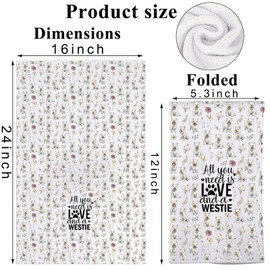 KEYCHIN West Highland White Terrier Kitchen Towel All You Need is Love and a Westie Gifts West Highland White Terrier Dog Dish Towel (Westie kt)