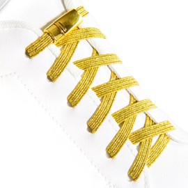Schnüris® Elastic Shoelaces without Tying Length 100 cm I Shoelaces with Quick Release 6 mm or 7 mm I Magnetic Rubber Shoe Laces I Smartclip Shoelaces for Children and Adults, Gold Glitter - Wide