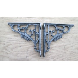 IRONMONGERY WORLD® 5" Pair GNER Railway Antique Vintage Style CAST Iron Shelf Bracket Wall Mounted