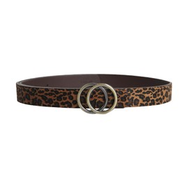 YUYANGDZI Ladies Stylish Leather Belt for Jeans and Dresses (3cm Width, Vintage Buckle, Gift Box), leopard print bronze buckle
