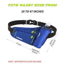 Labeol Running Water Bottle Hydration Belt with Water Bottle Holder Hiking Walking Waist Pack Reflective Adjustable Fanny Pack with Bottle Holder Compatible for Phone Outdoor Running Belt (Blue)