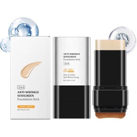Base De Maquillaje En Barra 3 En 1 Con FPS 50+, Maquillaje En Barra Con Brocha, Ligeramente Hidratante, Adecuado Para Pieles Grasas Y Secas (Blanco Marfil,20 G)
