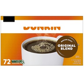 Dunkn. Donuts Original Blend Coffee K-Cup Pods, Medium Roast, 72ct, Pack of 1