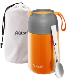 Autsel Food Flask for Hot Food 700ml Thermal Lunch Box, 24oz Soup Flask Stainless Steel Insulated Food Container with Spoon