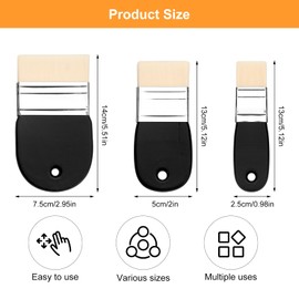 APOMOONS 3 PCS Flat Paddle Paint Brush Set Short Handle Paint Brushes Nylon Painting Brushes for Acrylic Paint Oil Watercolor Varnishes