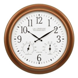La Crosse Technology 404-59907-INT 18-inch Indoor/Outdoor Classic Antique Copper Atomic Analog Wall Clock