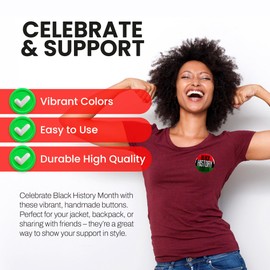 Black History Month Pinback Buttons – Celebrate African American Heritage, Culture & Pride – Stylish Accessories for Schools, Events, and Community Gatherings – 2.25 Inch (100-Pack)