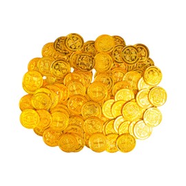 Bojueshaw 10pcs Pirate Gold Coins,Plastic Treasure Hunt Coins for Pirate Themed Parties,Birthday Decorations,and Adventure Games