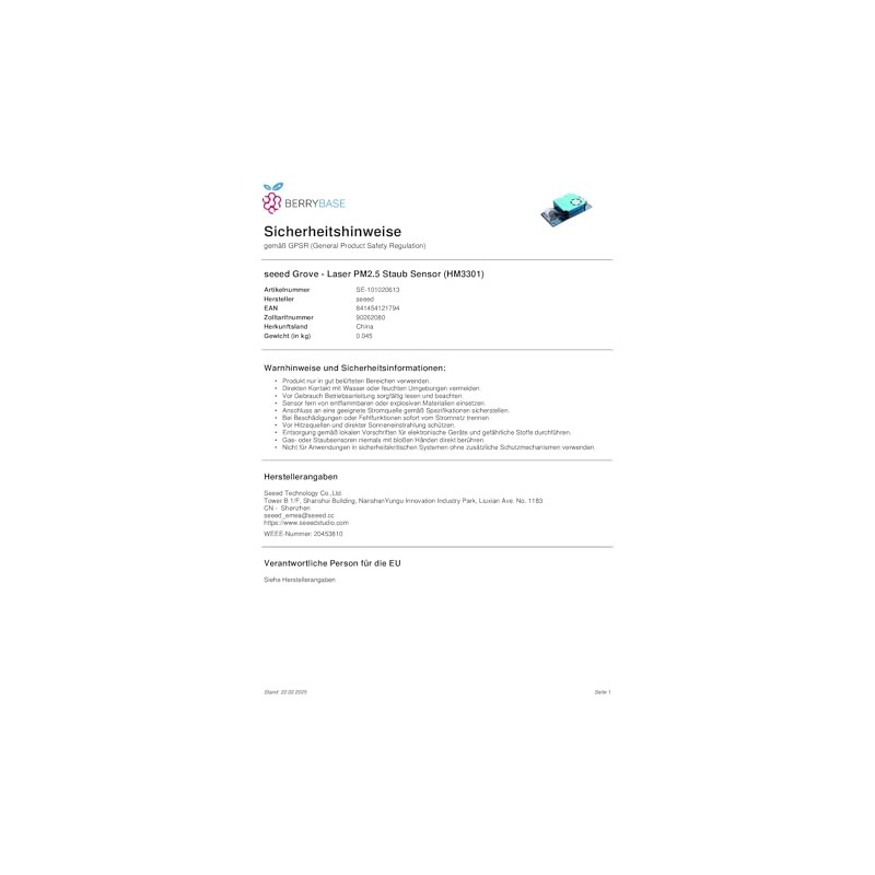 Seeed Studio s Grove - Laser PM2.5 Sensor (HM3301)