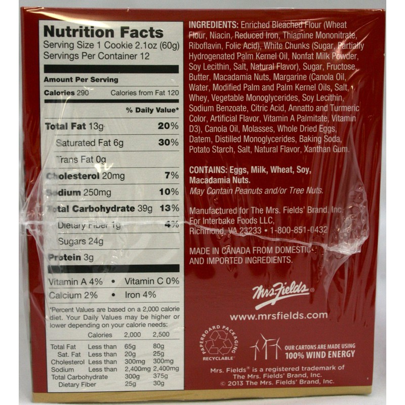 Mrs. Fields Jumbo Individually Wrapped Chocolate Chip Cookies (12 count)