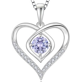 YIFSIY Heart Necklace 925 Sterling Silver Necklace for Women Love Heart Pendant Alexandrite Birthstone June Jewelry Gifts