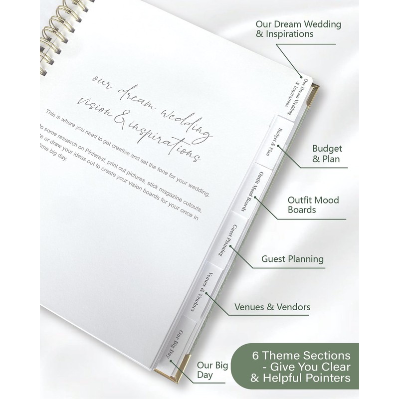 Wedding Planner Book and Organizer, Elegant Linen Cover Wedding Planning