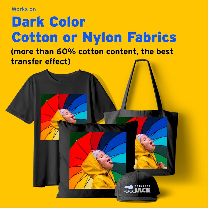 Printers Jack Iron-On Heat Transfer Paper for Dark Fabric 20