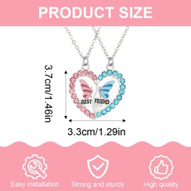 LAKJUOZ Pack of 2 Women's Necklaces, Friendship Necklace, Best Friend Gifts for Girlfriend, Butterfly Necklace, Cartoon Girl, Bff, Best Friend Necklace