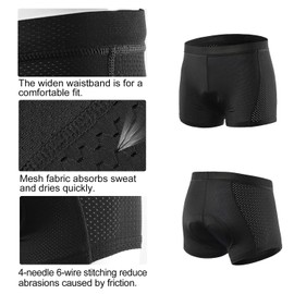 ARSUXEO Men's Cycling Shorts 3D Gel Padded Undershorts Bike Accessories 001C Black XL