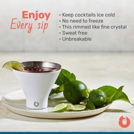 SNOWFOX Premium Vacuum Insulated Stainless Steel Martini Glass, Set of 2, Martinis Stay Icy Cold, Stemless Cocktail Glasses, Elegant Home Entertaining, Bold Beautiful Barware Set, 8 oz,Shimmer Gold