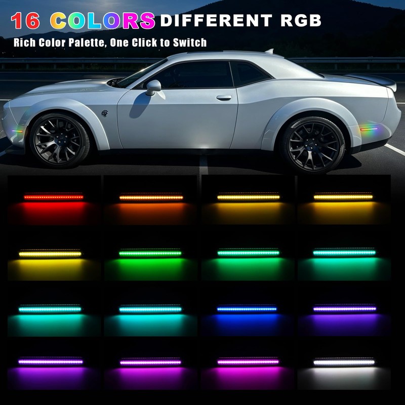 litzland Full LED RGB Side Marker Lights Compatible with Dodge