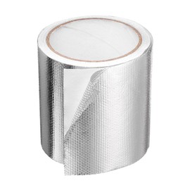 sourcing map Heat Shield Tape 3.94" x 32.8 Ft Waterproof Sunscreen Sound Insulation High-Temperature Resistance Silver Aluminum Tape Thickness for Automotive Repairs