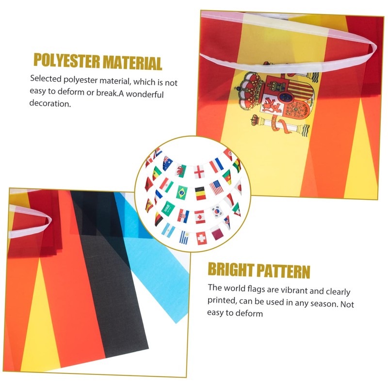 Kisangel 3pcs 32 String International Flags 32 Countries String Flags