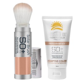 Fotosun UV 100 Protector Solar Facial Bloqueador 50+ FPS Protección Contra el Sol Uso Diario Piel Sensible Sunscreen (SOLAR BRUSH + ADAPTIVE COLOR)