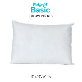 Fairfield Poly-Fil Basic Inserts Ideal, Travel Pillows, and Home Decor, Zippered, Non-Woven Cover, Spot Clean, Rectangle, 12" X 16", White