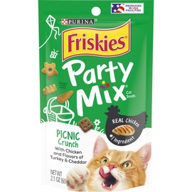 Purina Friskies Party Mix Adult Cat Treats -2.1 oz. Pouches (Pack of 10)