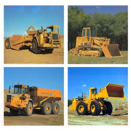 Wall Decoration Picture Caterpillar Dozer Construction Vehicles Four Set Poster (8x10)