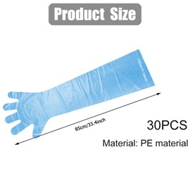 Comioke Long Sleeve Veterinary Gloves, 30 Pieces, Stretchy Disposable Gloves, Gloves for Livestock Insemination, Disposable Soft Plastic Film Gloves, Veterinary Gloves, Extra Long Cuff, 90 cm