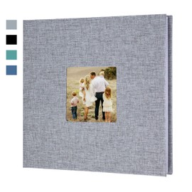 TUQI Álbum Grande con Cubierta de Lino, Capacidad para 200 Fotos de 10.5x15 .5cm,Álbumes de 100 Páginas,Regalo de Aniversario para parejas, bodas, familia (Gris)