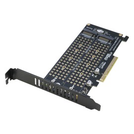 RIITOP Dual NVMe to PCIe X8 X16 Adapter Card, 2 x 32Gbps Full Speed, M Key M.2 SSD to PCIE 3.0 4.0 X8 X16 Reader (PCIE Bifurcation Required)