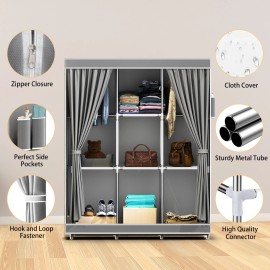 Design Portable Closet Wardrobe Clothes Rack Storage Organizer Shelf Bedroom New