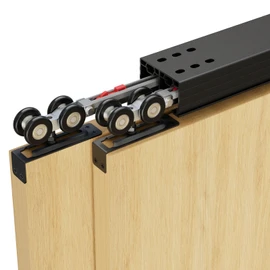 FLYVLIEG 72"/6FT Heavy Duty Bypass Door Hardware with Soft Close Mechanism, Aluminum Sliding Closet Door Track Kit for 2 Doors System,Slide Smoothly and Quietly,Fit Doors Thickness 1 3/8" or 1 3/4"