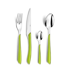 Amefa ECLAT Cutlery for 4 People, Stainless Steel with High-Quality Plastic Handles in Lime Green, 16-Piece