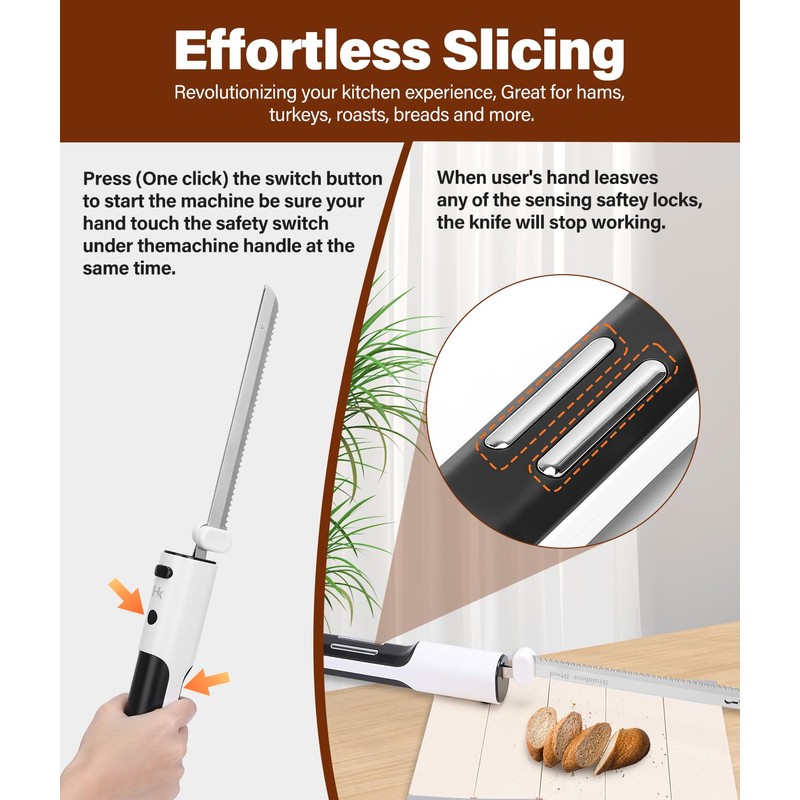 HK Cordless Electric Knife for Carving Meats, Poultry, Bread, Crafting