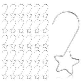 MELLIEX Pack of 60 Bauble Hangers, S Hooks, Small with Star, Silver Christmas Tree Bauble Hanger, Quick Hanger, Ornament, Tree Hooks, Perfect for Christmas Baubles