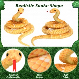 MGZTTHW Giant Stuffed Snake, Lifelike Plush Animal, 110 in Large Toy Snake for Kids, Perfect for Birthday Present or Party Prank Prop (Yellow)