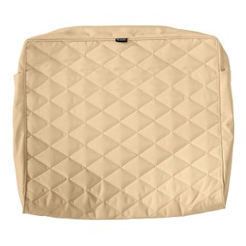 Classic Accessories Montlake Water-Resistant 21 x 20 x 4 Inch Wide Back Lounge Quilted Cushion Cover, Chamomile