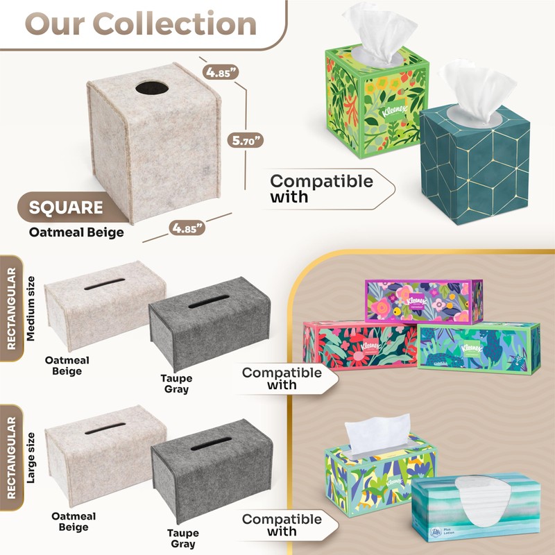 2 Pack Tissue Box Cover - Decorative Tissue Box Holder