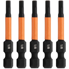 Hex 1/8" Impact Driver Bit - Railer Allen Wrench Drill Hex Bits. 1/4 Quick Release S2 Steel 2 inch 1/8" Hex Bits. (5 Pack)