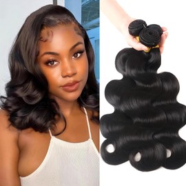 Chikamlty Body Wave Bundles 10 12 14 inch Full Cuticle intact, 12A Grade Human Hair Bundle Factory Outlets, Long-lasting Quality Wavy Weave 3 Bundles
