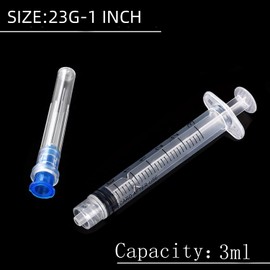 20 Pack 3ml 23Ga Disposable Lab Dispensing Tool Luer Lock Design, Individually Sealed Wrapped