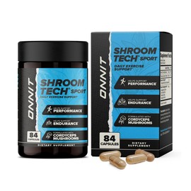 ONNIT Shroom Tech Sport Daily Exercise Support Capsules, Pre Workout Supplement with Cordyceps Mushrooms, Caffeine-Free Dietary Supplement for Daily Energy Support, 84 Count