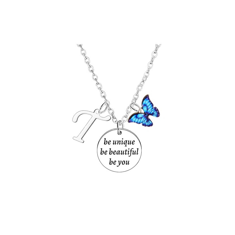BESPMOSP Necklace Gifts for Women Girls Blue Butterfly Pendant Necklace