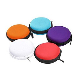 VASANA 6PCS Portable Round Colorful Earphone Carrying Case Mini Storage Pouch Hard EVA Zipper Storage Carrying for Ear Earbud Earphone