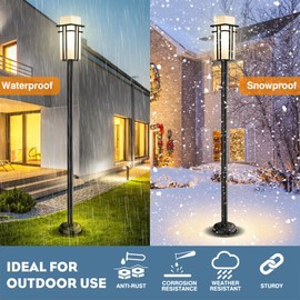 Yoenecea Lamp Posts Outdoor Lighting - 61" Outdoor Post Light Lamp Post with Frosted Glass, Modern Outside Pole Lights for Yard, Waterproof Street Light for Pathway Backyard Garden Driveway Patio